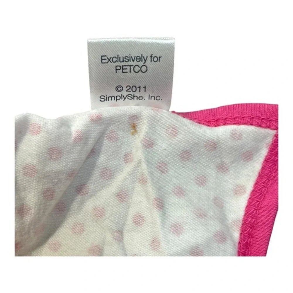 Pup Crew Polka Dot Pet‎ Dress Medium Pink White Bow Ruffle Petco 2011 Girly
